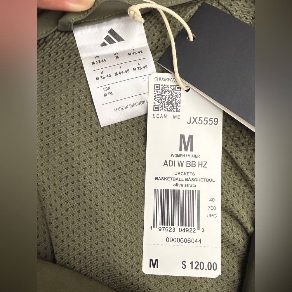 Adidas Women’s Basketball Half Zip Jacket Olive Green Size M New With Tags - Picture 8 of 11